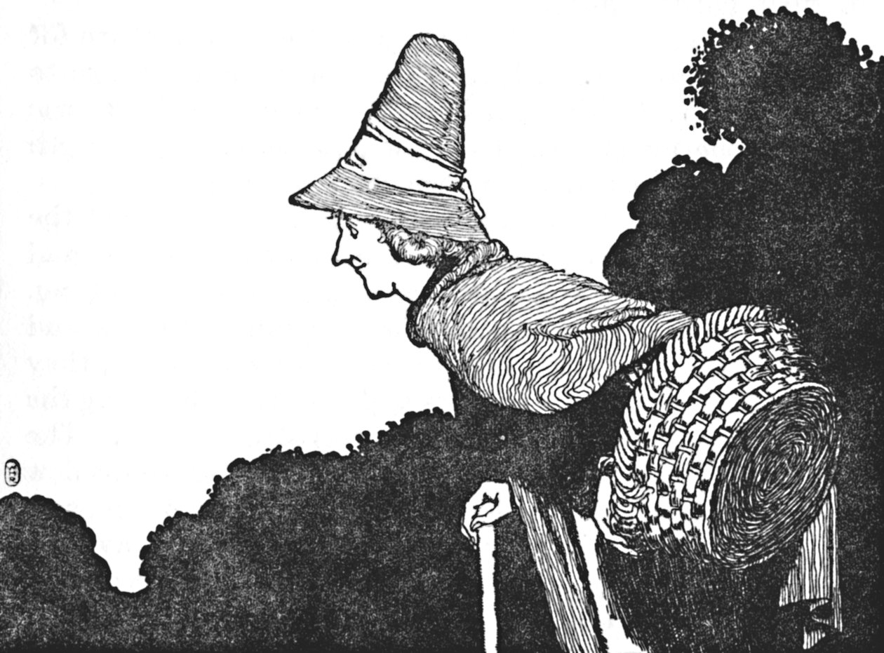 Och träffade en gammal kvinna med en korg full av bär, c1930 av William Heath Robinson