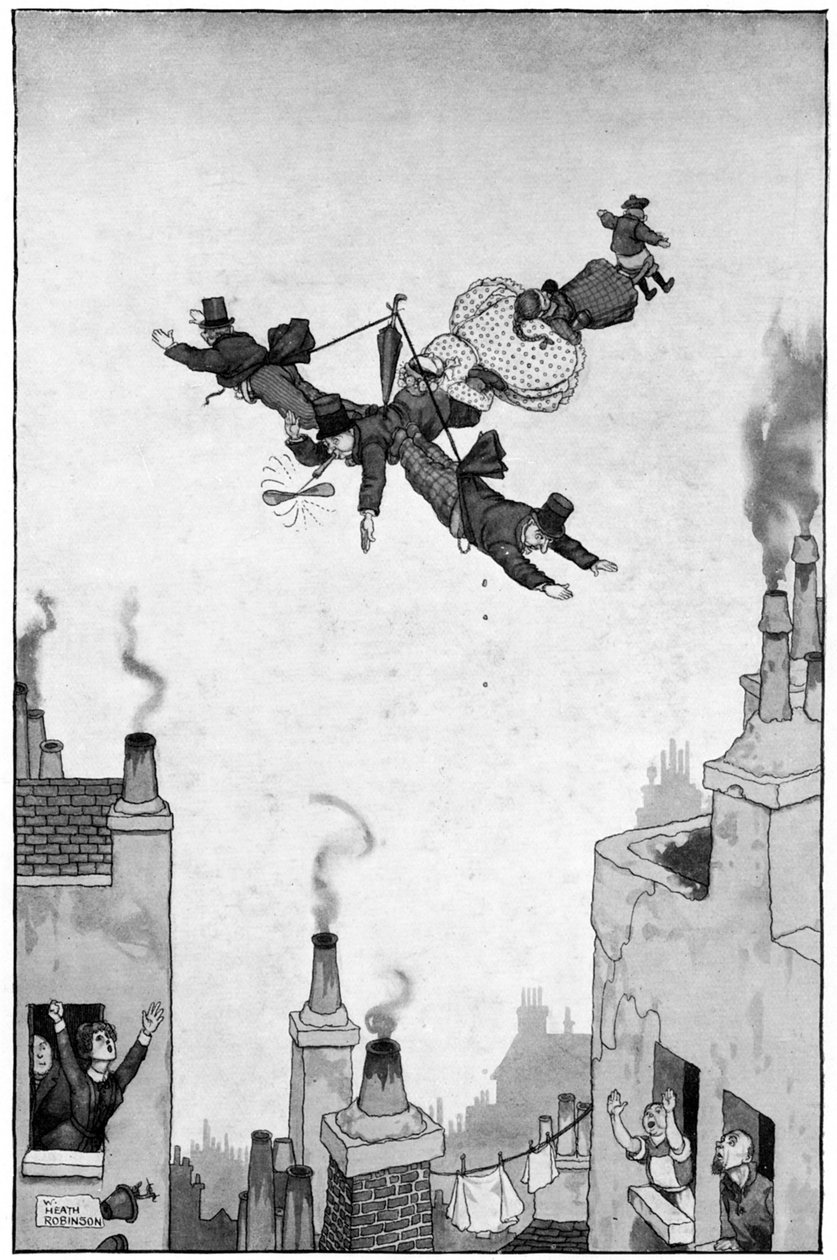 Flygets humor, c1920 av William Heath Robinson