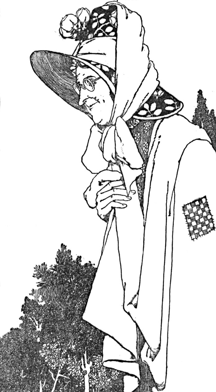 Hon bar en stor hatt, med de vackraste blommorna på, c1930 av William Heath Robinson
