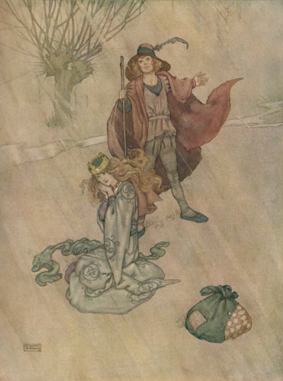 Svinherden skällde ut och regnet öste ner, c1930 av William Heath Robinson