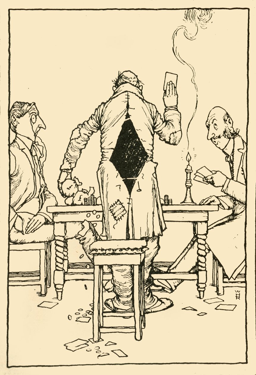 Det vinnande kortet på diamant-ess, 1910. av William Heath Robinson
