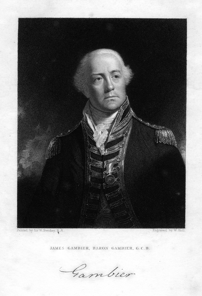 Amiral James Gambier 1756-1833, 1:e baron Gambier, 1837. av W. Holl