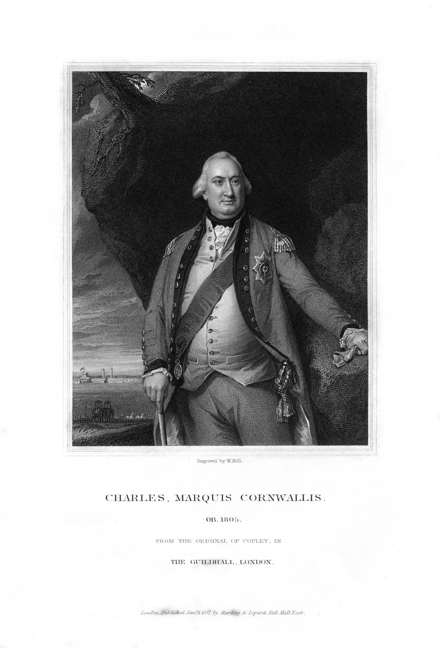 Charles Cornwallis, 1:a markis Cornwallis, engelsk militärbefälhavare, 1832. av W. Holl
