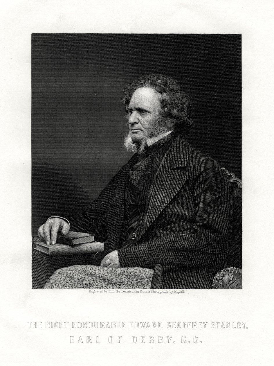 Edward Geoffrey Smith-Stanley, 14:e earl av Derby, brittisk statsman, c1850-1899. av W. Holl
