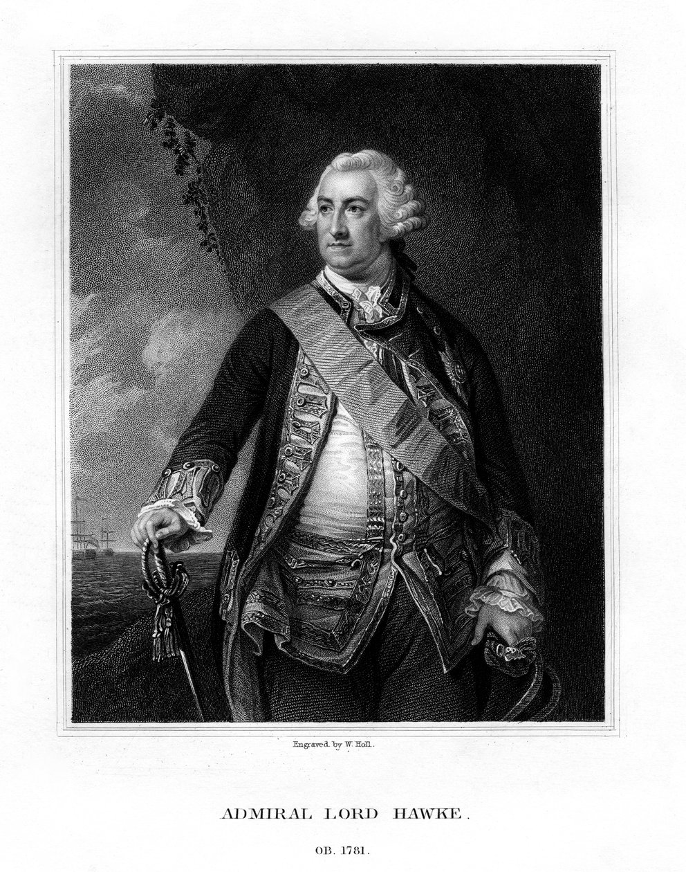 Edward Hawke, 1:e baron Hawke, brittisk amiral, 1833. av W. Holl