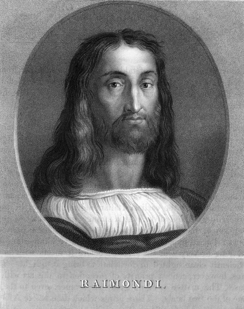 Marcantonio Raimondi, italiensk gravör, 1836. av W. Holl
