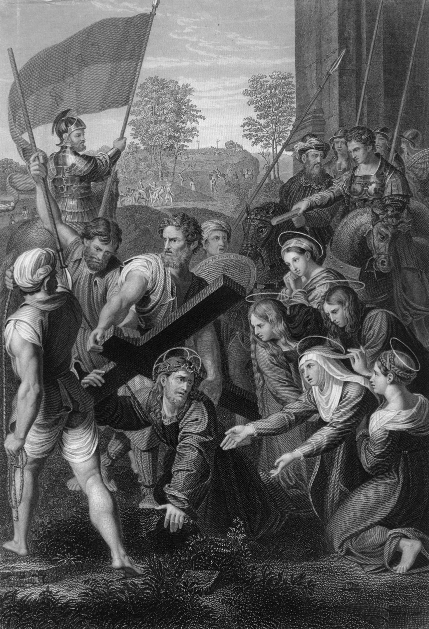 Fallet på vägen till Golgata, c1820-talet. av W. Holl