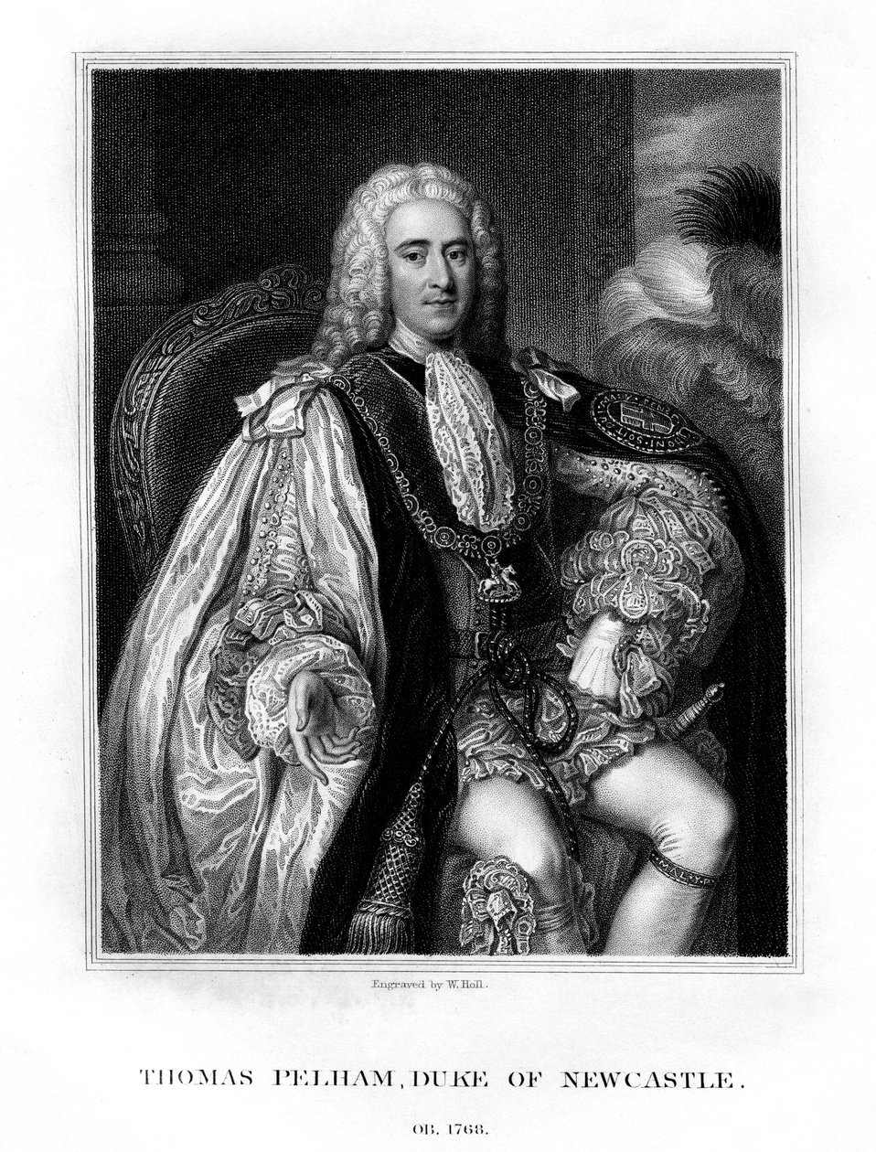 Thomas Pelham-Holles, 1:e hertig av Newcastle-upon-Tyne, brittisk whig-statsman, 1831. av W. Holl