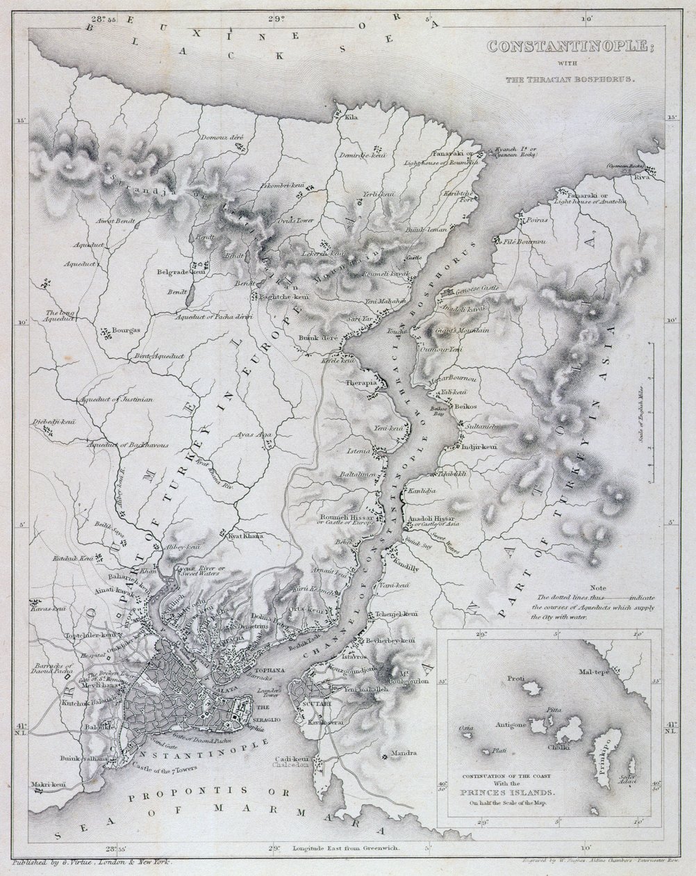 Konstantinopel och Bosporen, ca 1850 av W Hughes