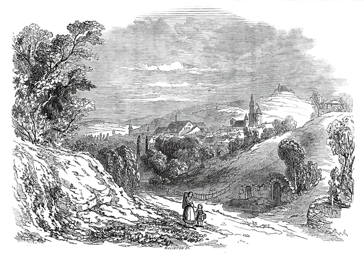 Coburg - från Hans Kungliga Höghet Prins Alberts teckning, 1845. av W. J. Linton