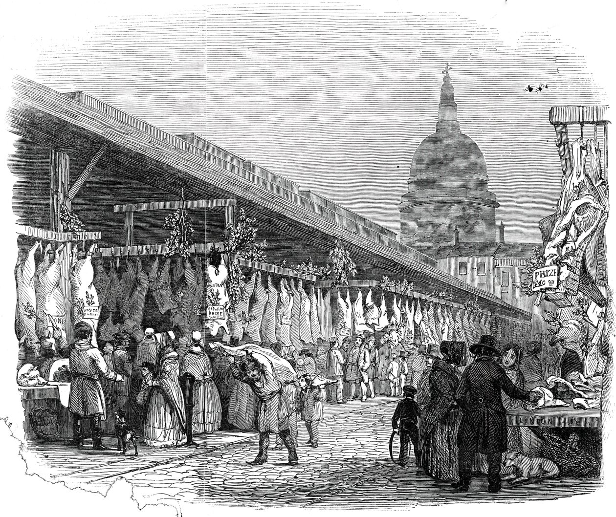 Newgate Market, på julafton, 1845. av W. J. Linton