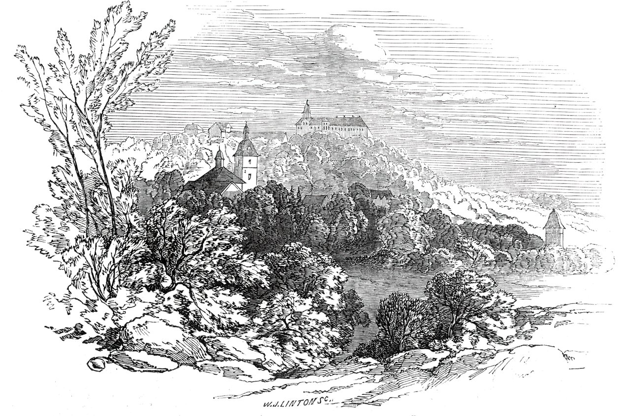 Slottet i Molsdorf - från Hans Kungliga Höghet Prins Alberts teckning, 1845. av W. J. Linton