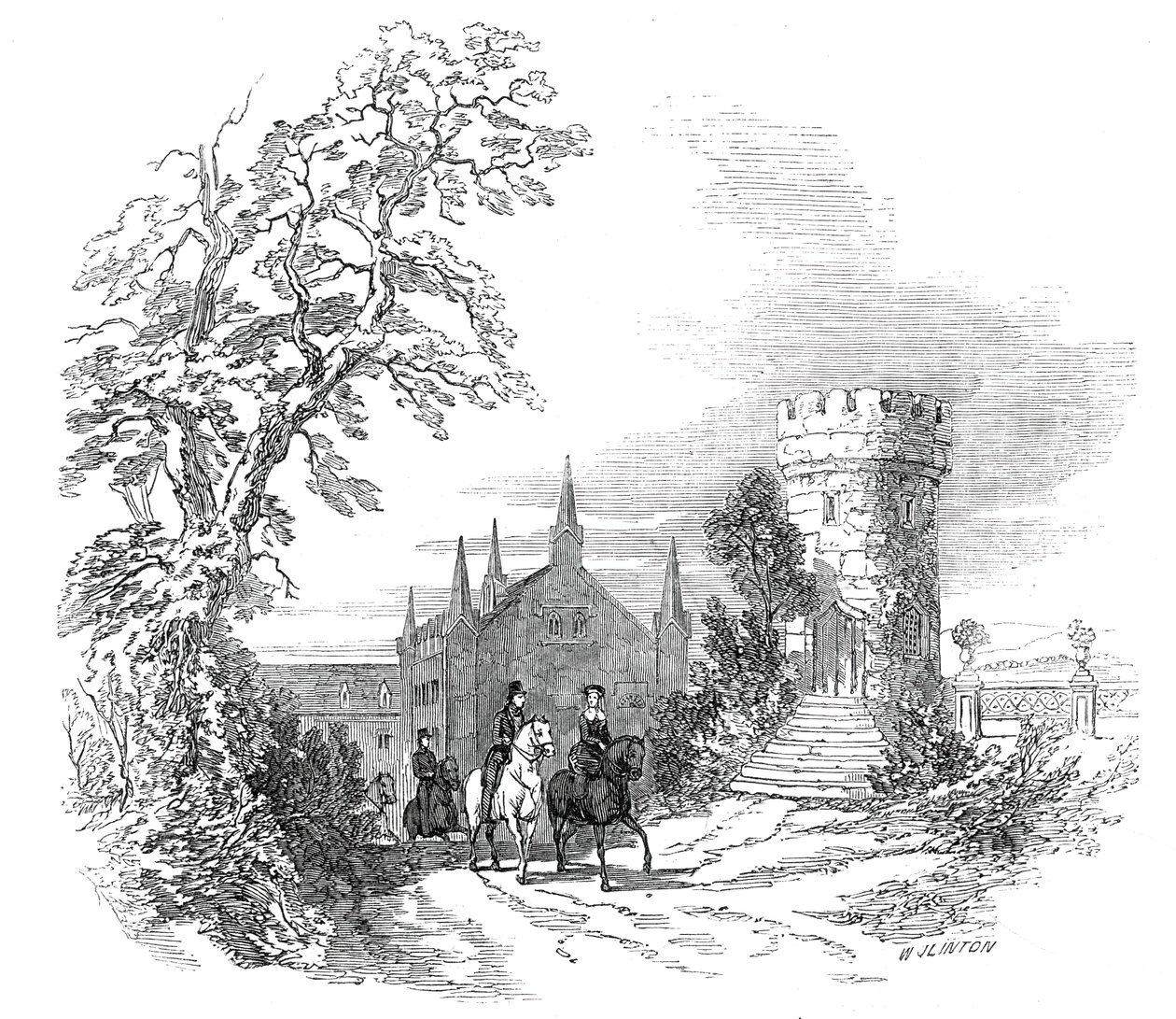 Rosenau - från Hans Kungliga Höghet Prins Alberts teckning, 1845. av W. J. Linton
