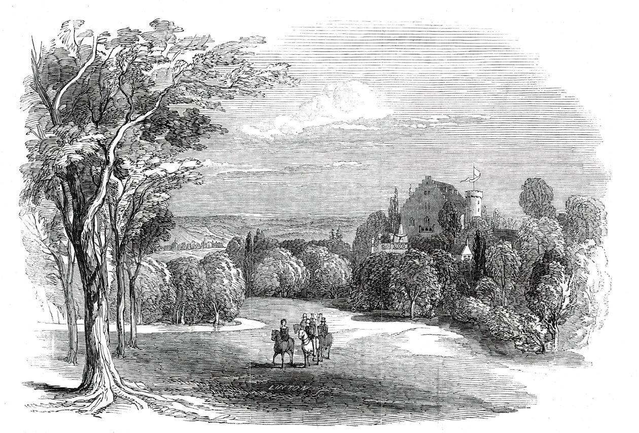 Schloss Rosenau, nära Coburg - från Hans Kungliga Höghet Prins Alberts teckning, 1845. av W. J. Linton