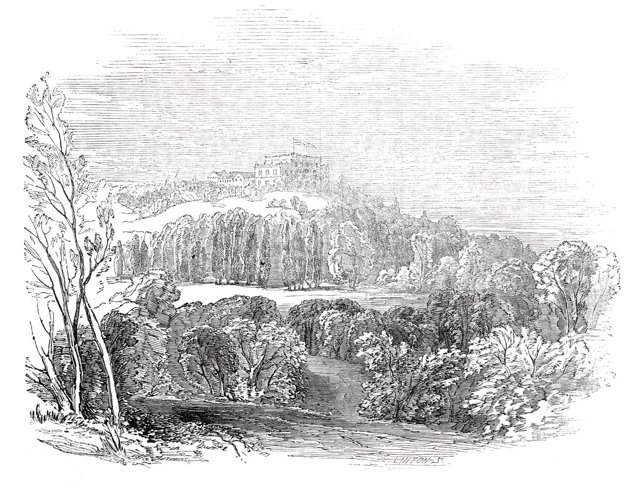 Sommarpalatset i Würtemburg - från Hans Kungliga Höghet Prins Alberts teckning, 1845. av W. J. Linton