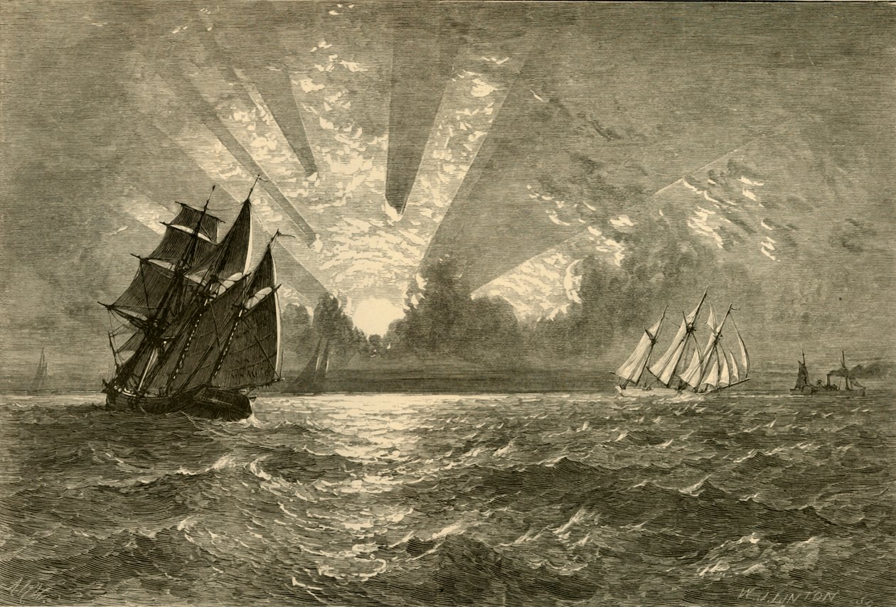 "Solnedgång, Michigansjön", 1874. av W. J. Linton