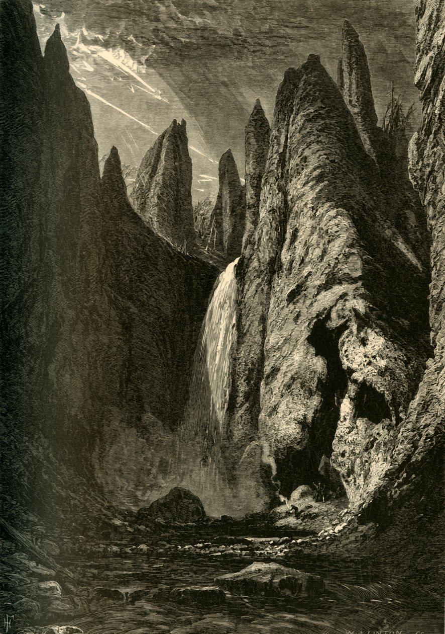 "Tower Falls", 1872. av W. J. Linton