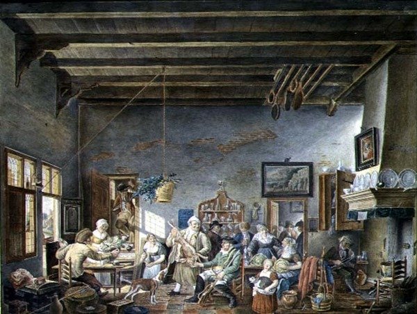 En holländsk tavernainteriör (efter en målning av Johannes Petrus van Horstock) (1745-1825) 1824 (akvarell på papper) av W. Jansens