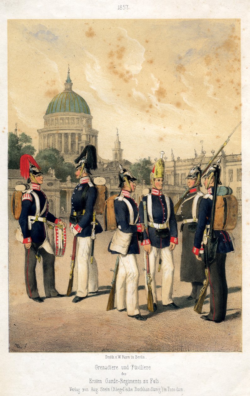Den preussiska arméns grenadjärer och fusiliers, 1857. av W Korn
