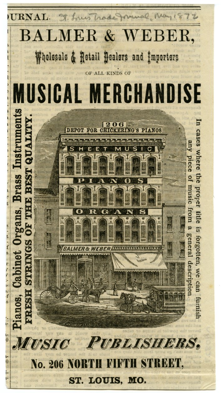 Balmer och Weber grossist- och återförsäljare och importörer av musikvaror, 206 North Fourth Street. av W. Mackwitz
