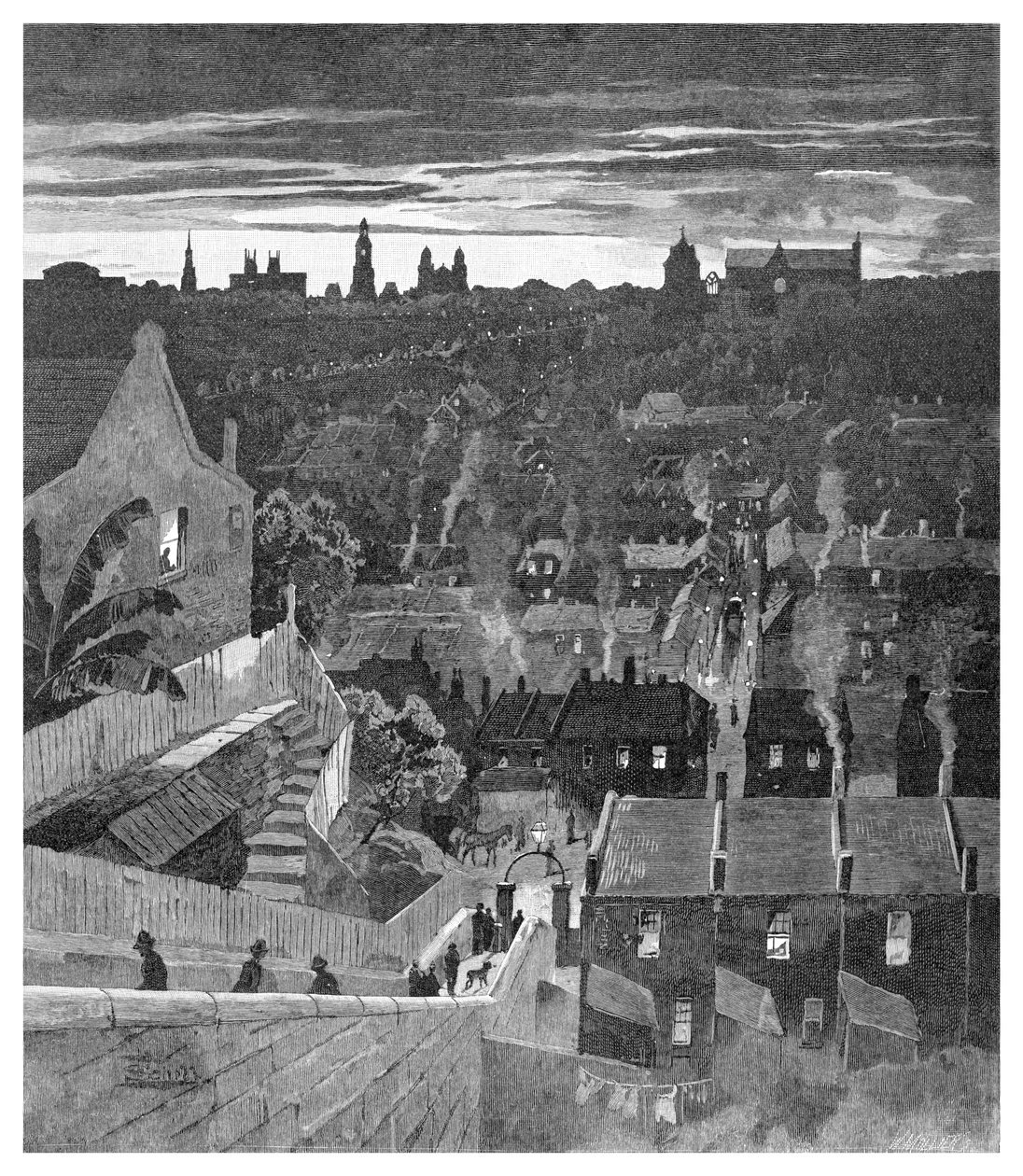 En glimt av Sydney från Darlinghurst, New South Wales, Australien, 1886. av W. Mollier