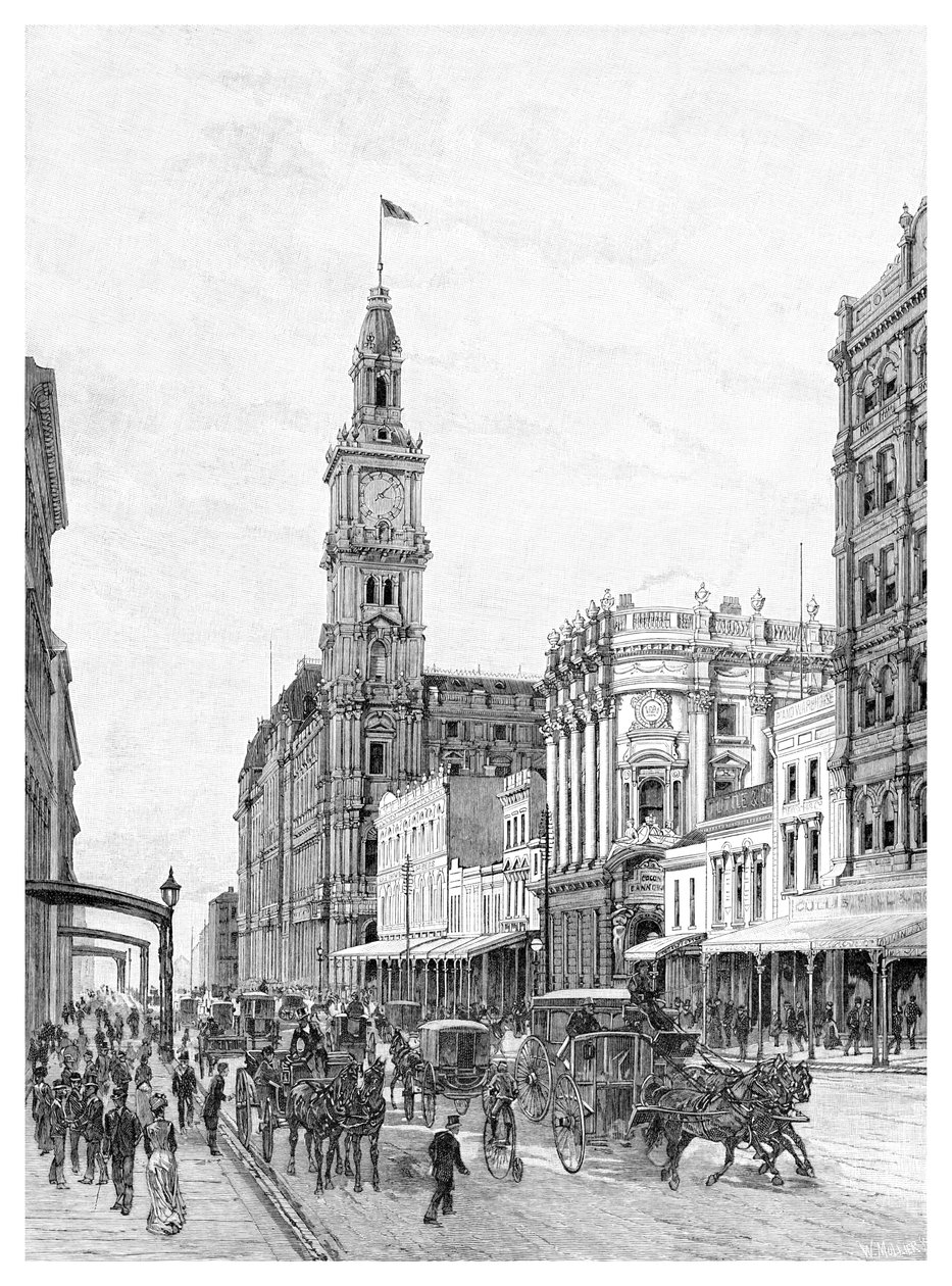 Elizabeth Street, Melbourne, Victoria, Australien, 1886. av W. Mollier