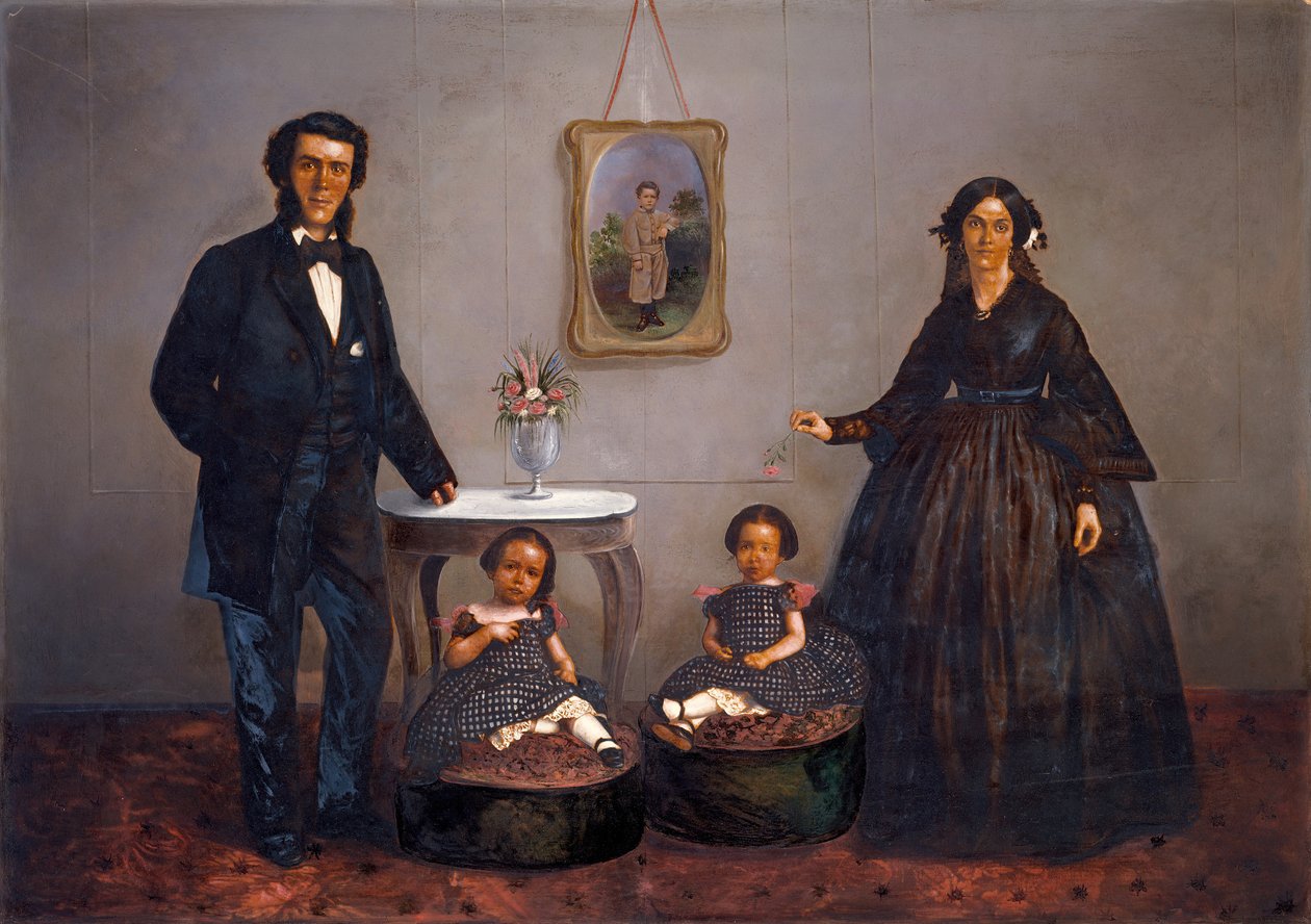 Familjeporträtt, ca. 1855 av W. Penny
