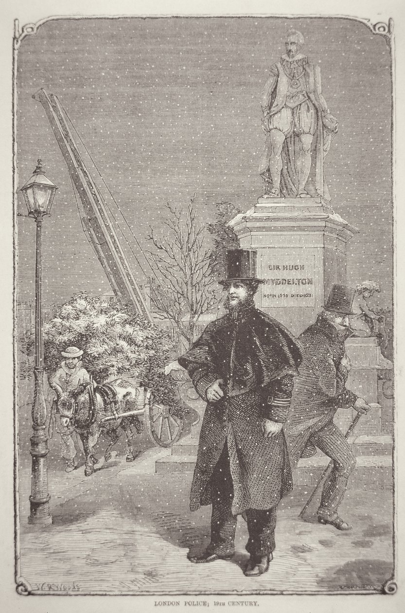 Londonpolis från 1850-talet (gravyr) av W. R. (after) Woods