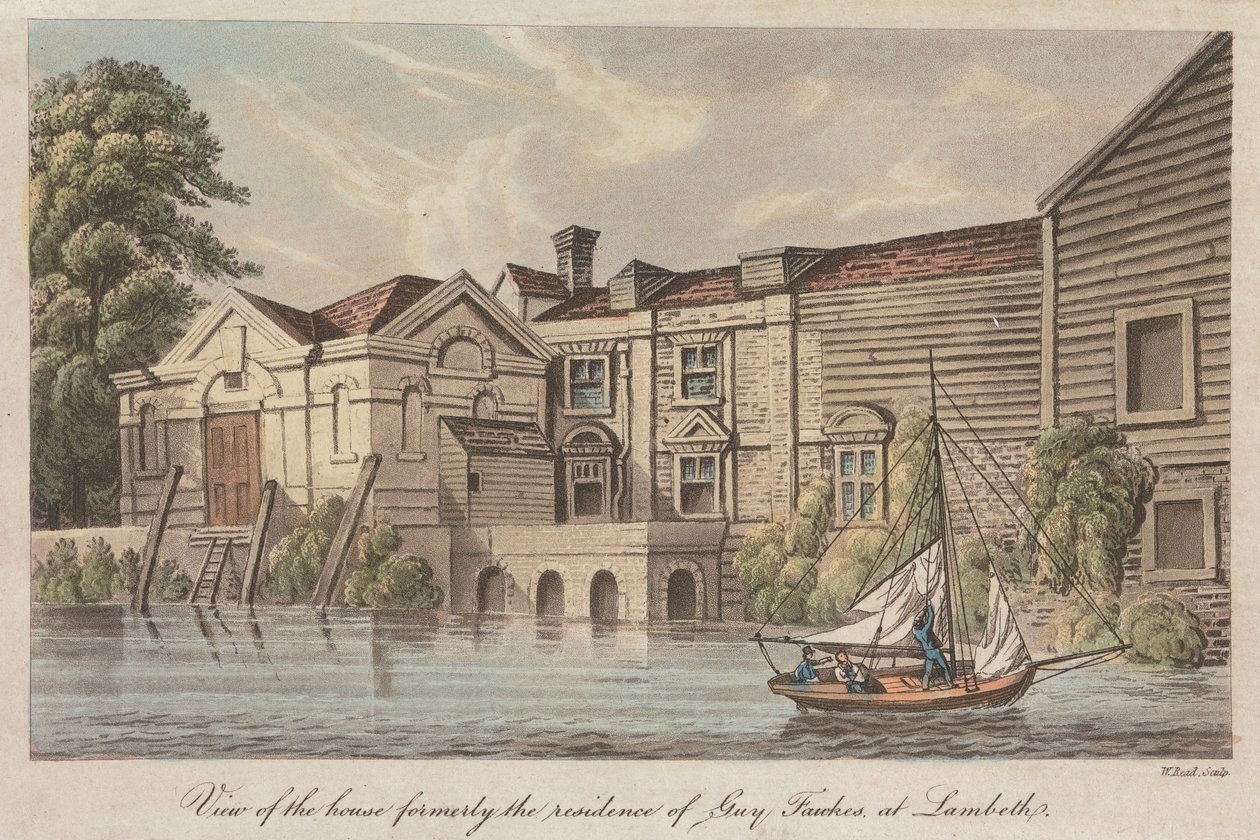 Utsikt över huset som tidigare var Guy Fawkes bostad i Lambeth av W. Read