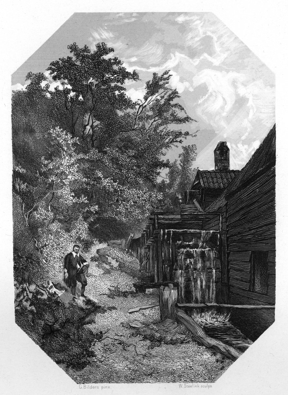 Jacob van Ruysdael, holländsk landskapsmålare från 1600-talet, c1870. av W. Steelink