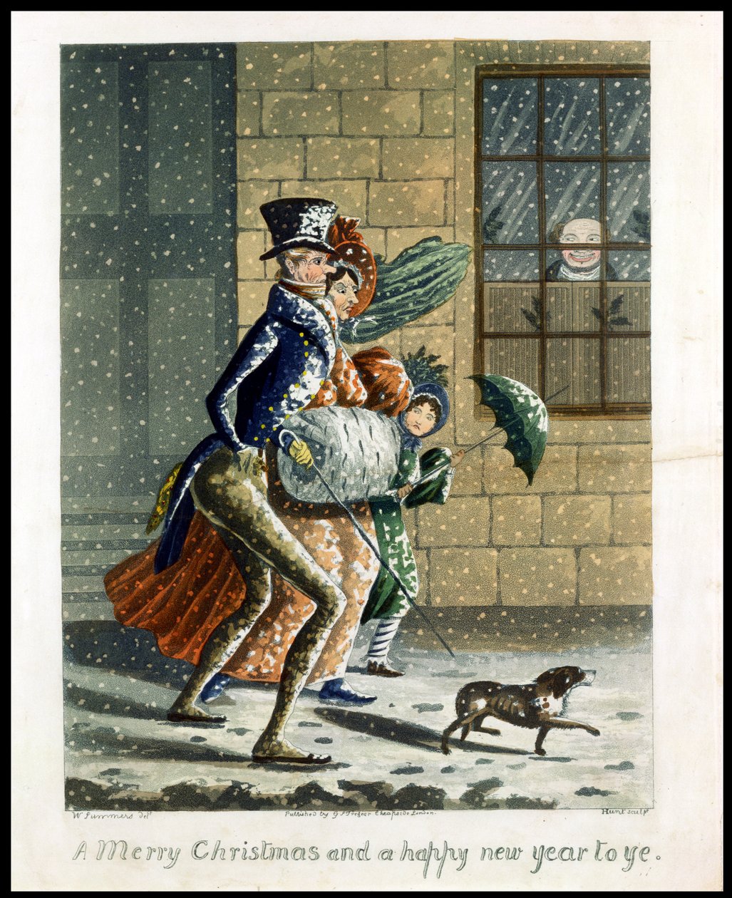 God jul och gott nytt år till dig, viktorianskt julkort av W. Summers