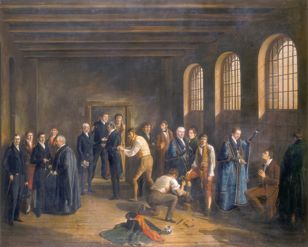 "...Newgate Prison på morgonen av avrättningen av Henry Fauntleroy", 1828 av W Thomson