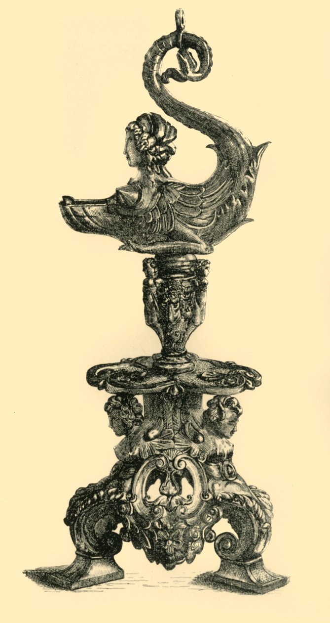 Lampa i form av sfinxliknande havsvarelse, c1510-1530, 1881. av W. W. McCarty
