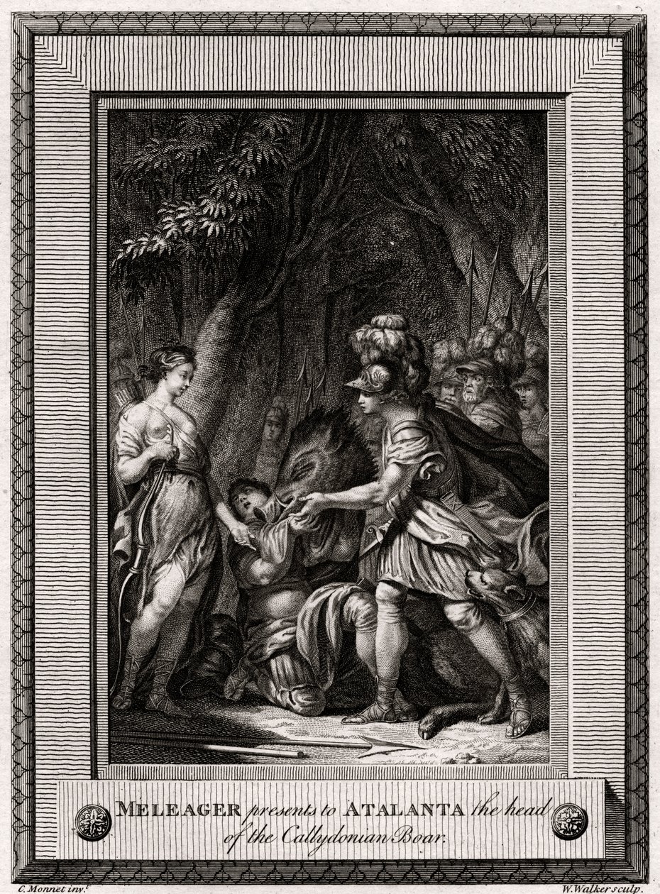 Meleager presenterar för Atalanta chefen för Callydonian Boar, 1774 av W. Walker