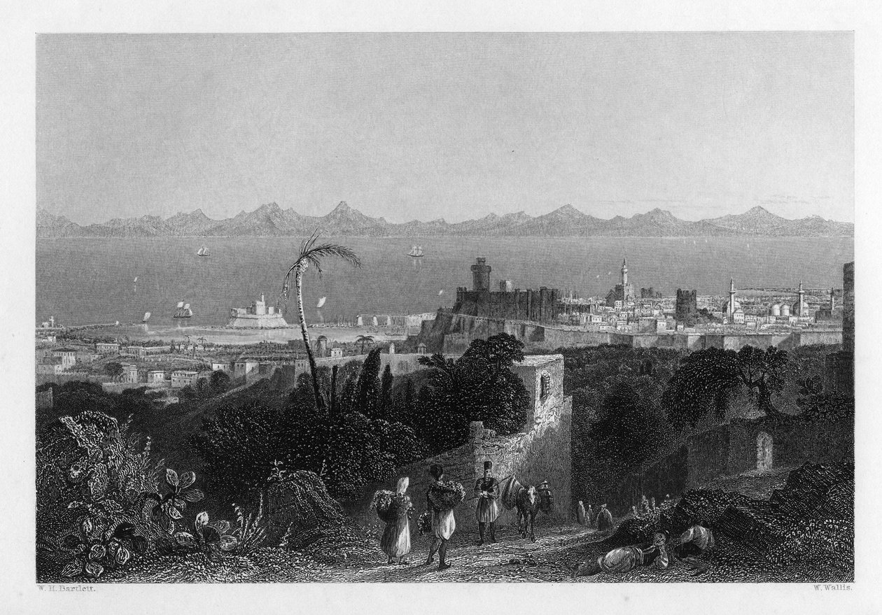 Rhodos, från Heights nära Sir Sidney Smiths Villa, 1841 av W. Wallis