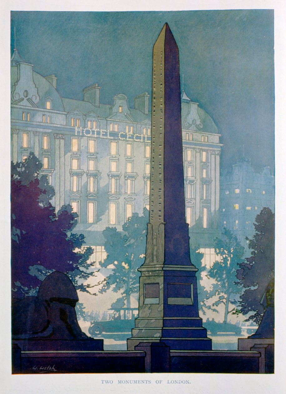Two Monuments of London, annons för Hotel Cecil, 1925. av W. Welsh