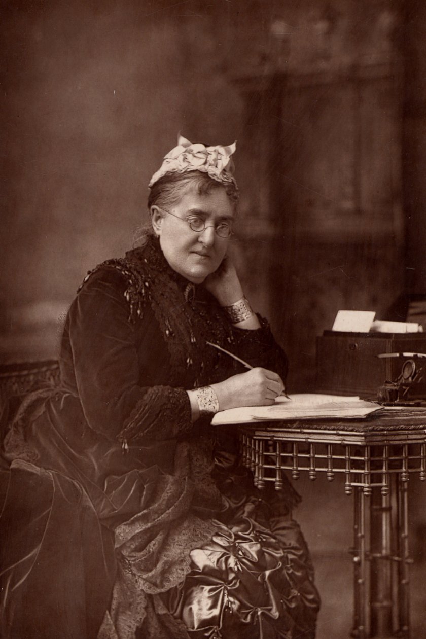 ""Elizabeth Lynn Linton (1822-1898) engelsk romanförfattare, författare, journalist och förkämpe för kvinnors rättigheter. (woodburytype) av W. and D. (after) Downey