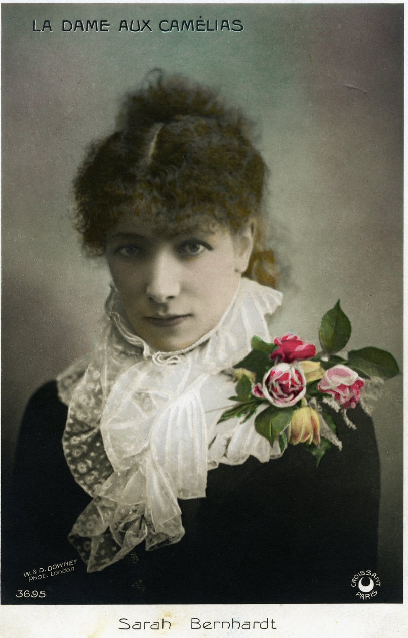 Henriette Rosine Bernard alias Sarah Bernhardt (1844-1923) som "Kameliadamen" av Alexandre Dumas Jr. (foto) av W. and D. Downey