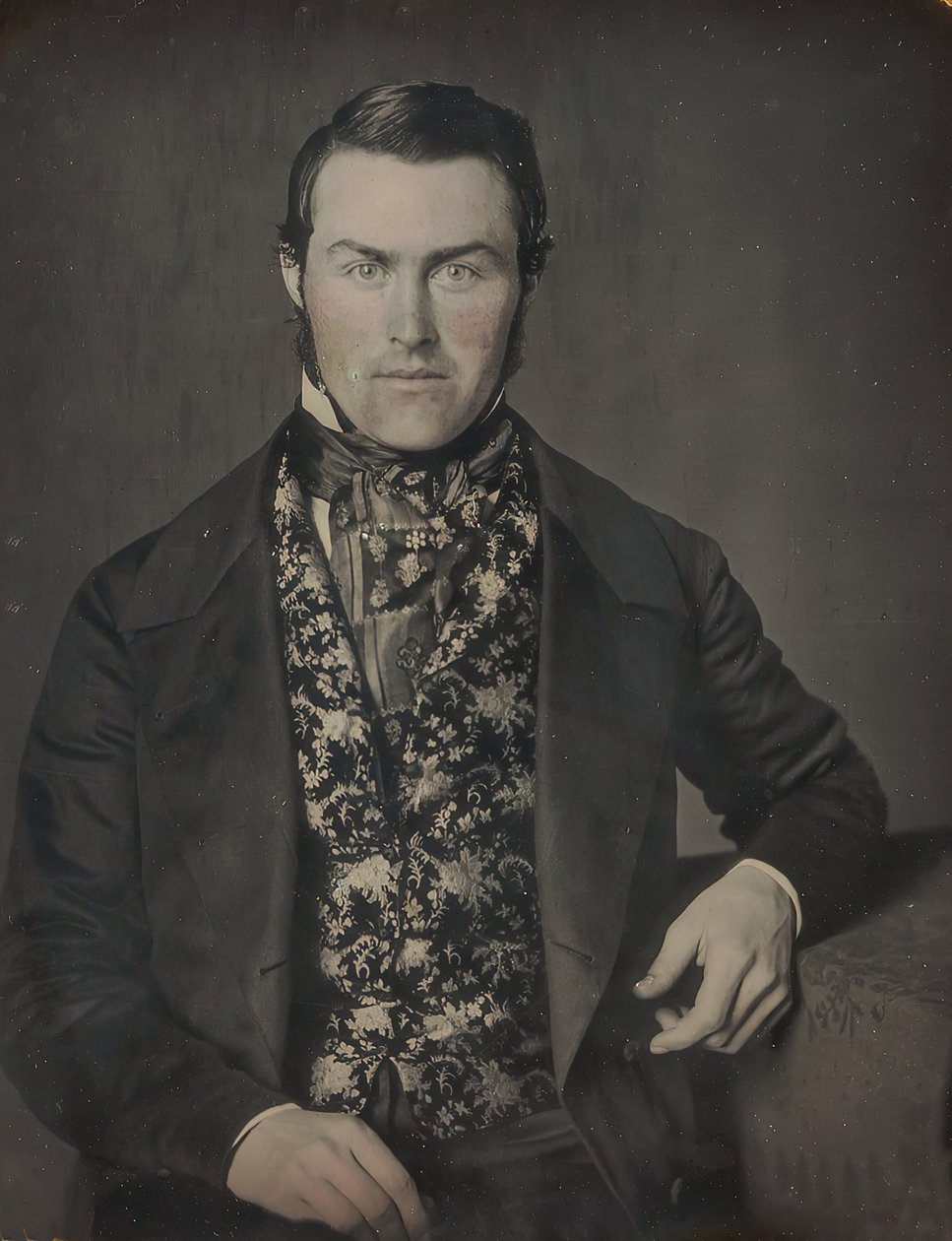 Sittande man i blomväst, 1840-50-tal av W. and F. Langenheim