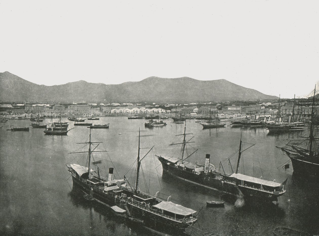Översikt över hamnen, Palermo, Sicilien, Italien, 1895. av W and S Ltd