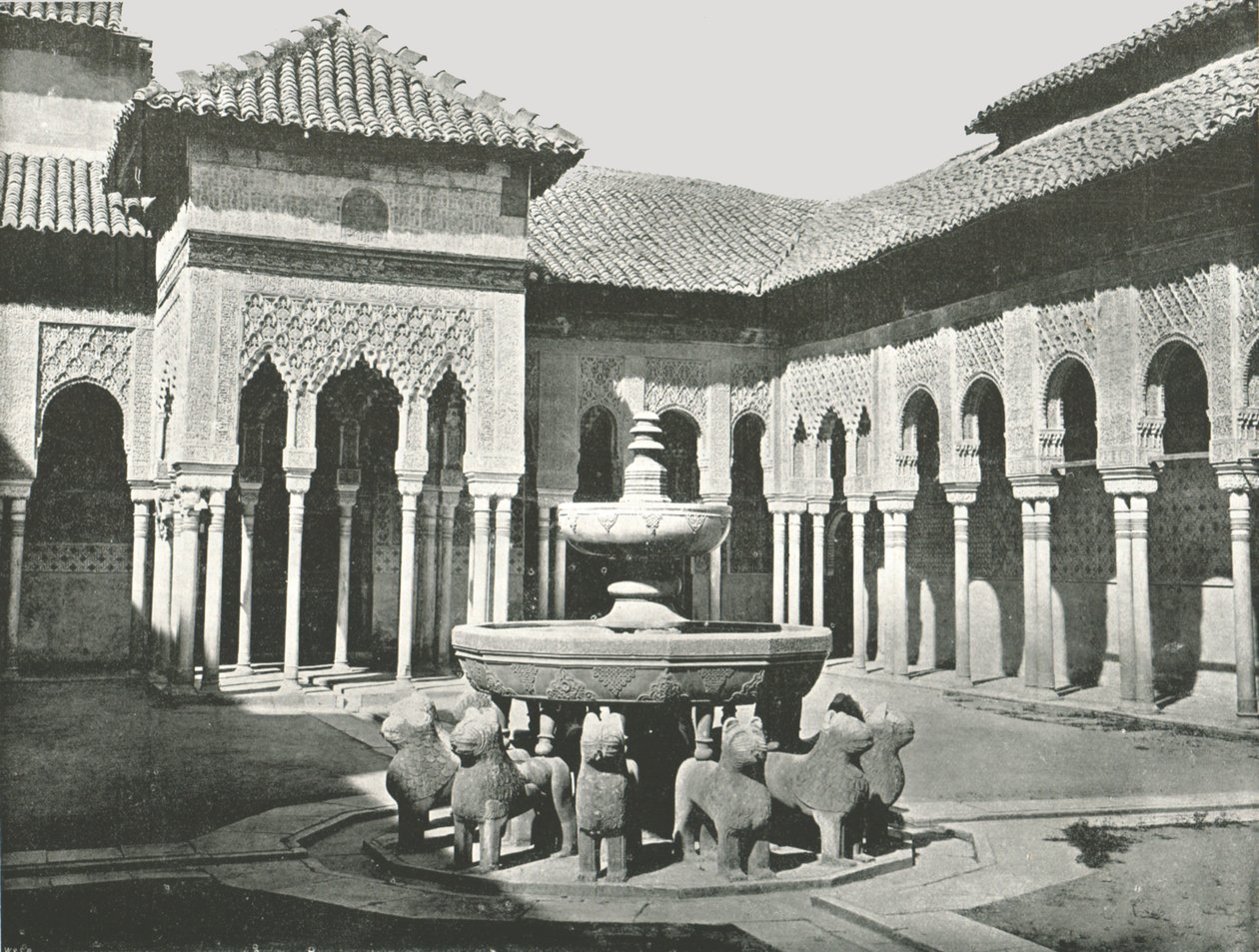 Lions domstol, Alhambra, Granada, Spanien, 1895. av W and S Ltd