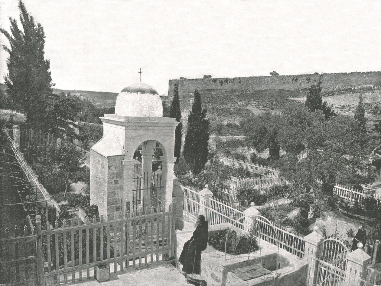 Getsemane trädgård, Jerusalem, Palestina, 1895. av W and S Ltd