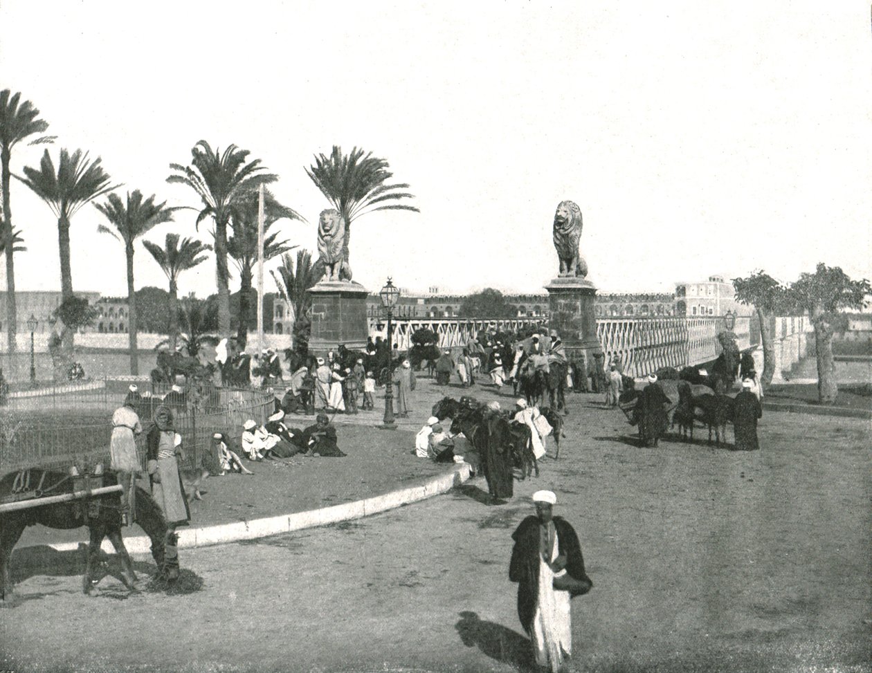 Kasr-el-nil-bron, Kairo, Egypten, 1895. av W and S Ltd