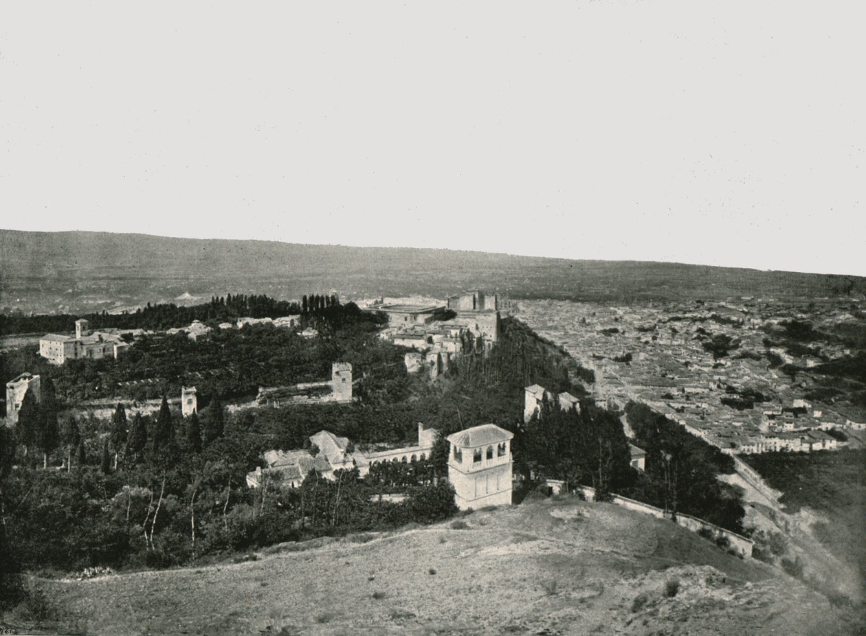 Staden och Alhambra, Granada, Spanien, 1895. av W and S Ltd