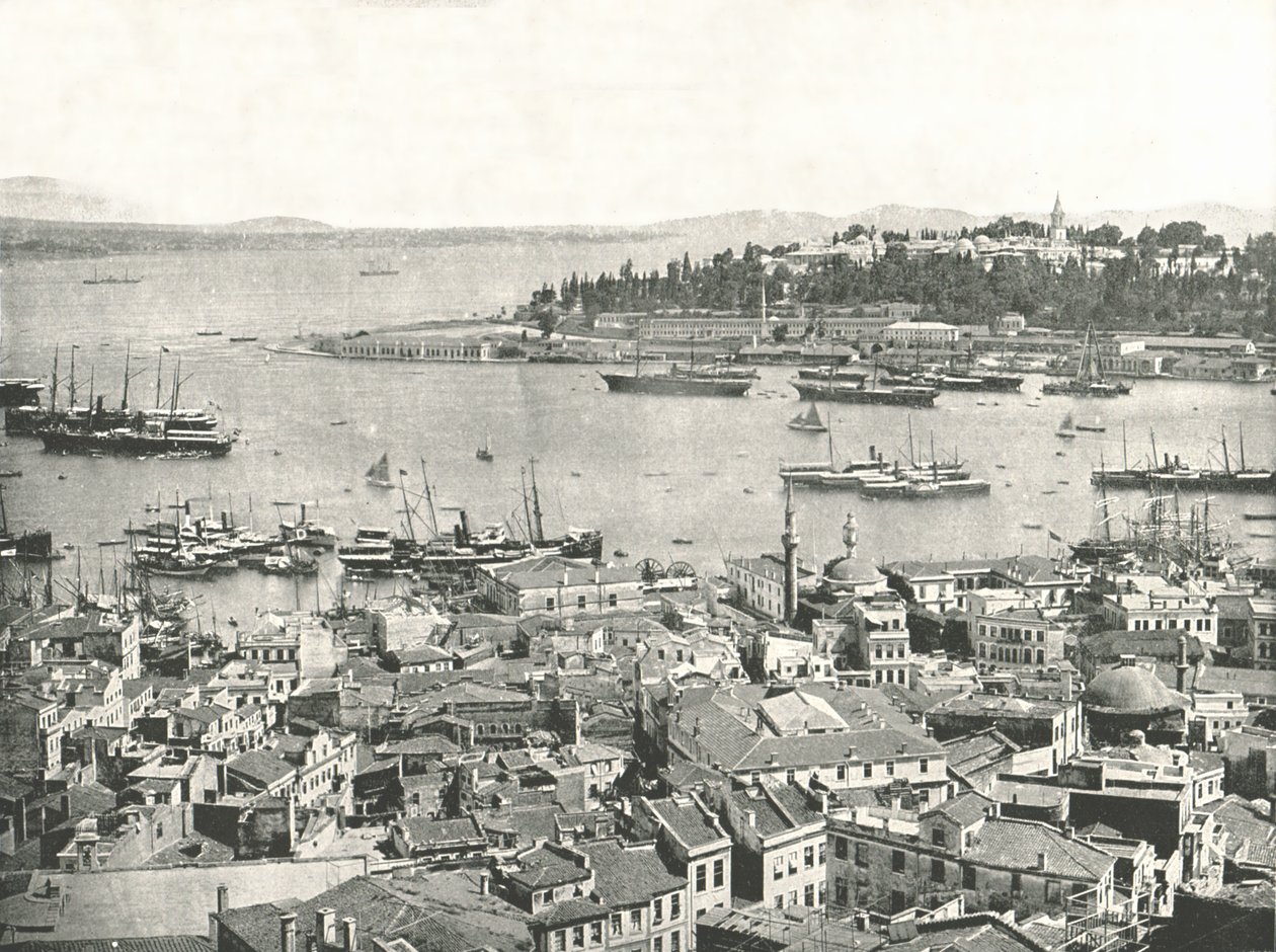Ingången till Gyllene hornet, Konstantinopel, Osmanska riket, 1895. av W and S Ltd
