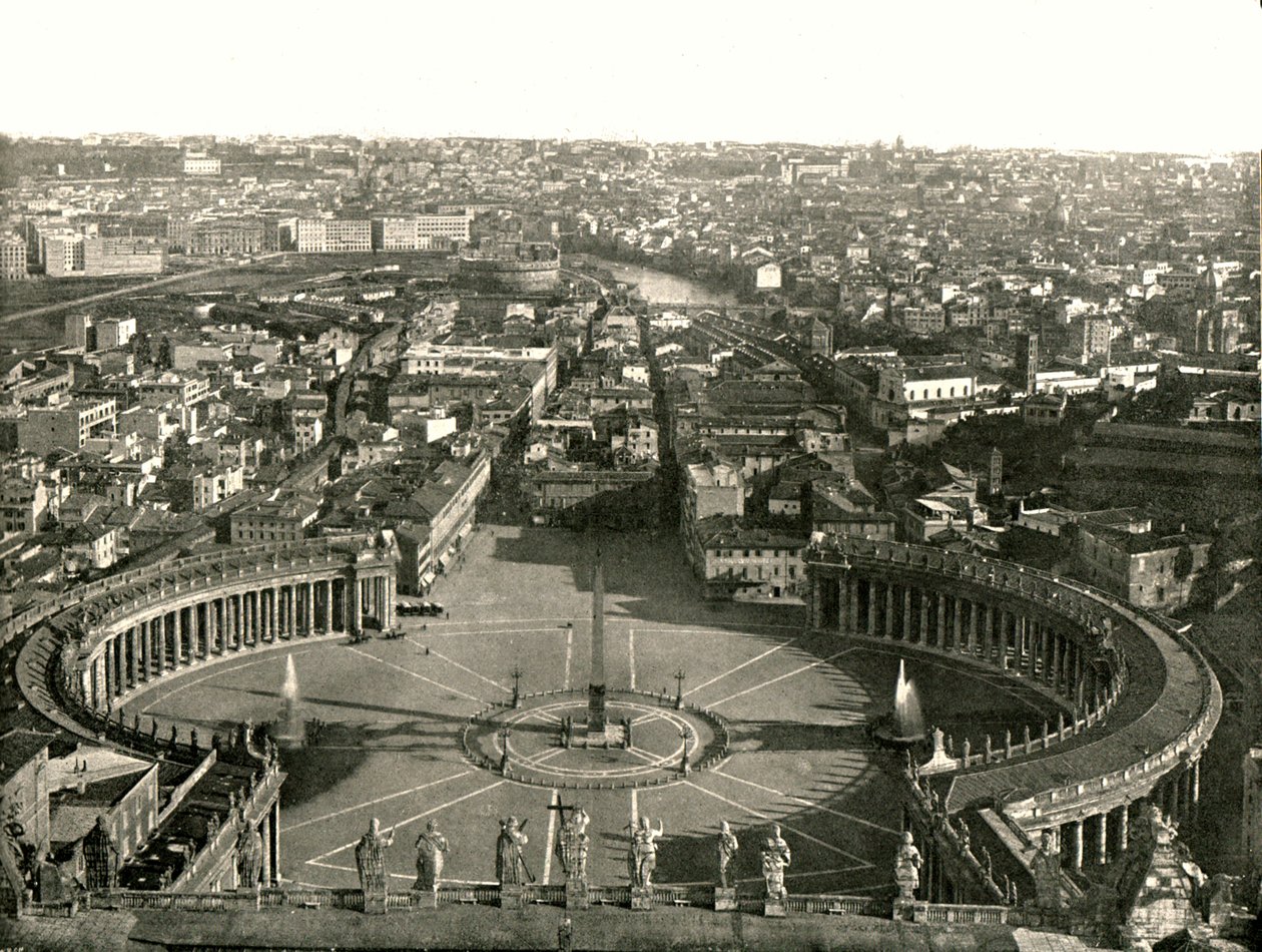 Utsikt från kupolen i St Peters, Rom, Italien, 1895. av W and S Ltd