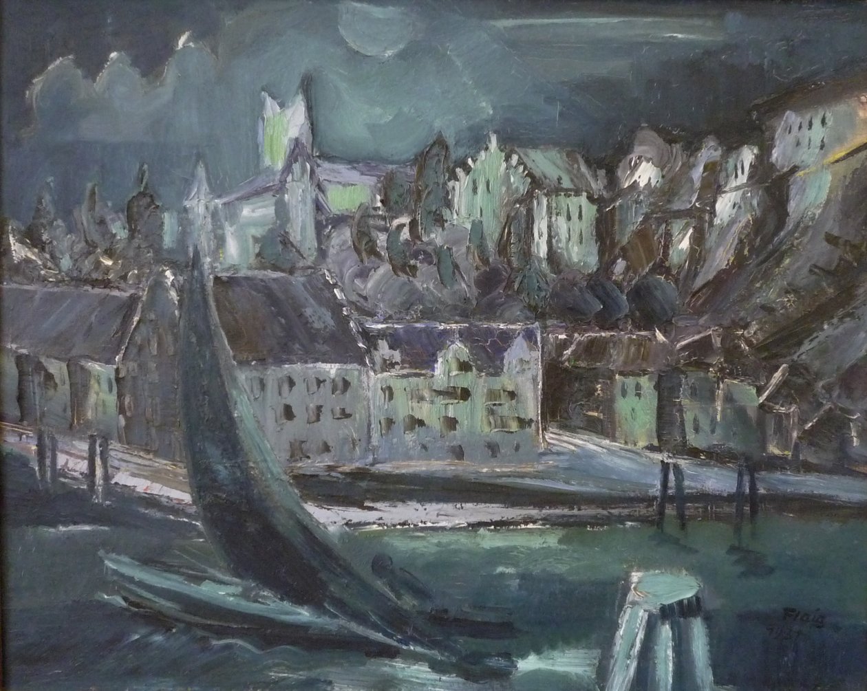 Mondnacht in Meersburg av Waldemar Flaig