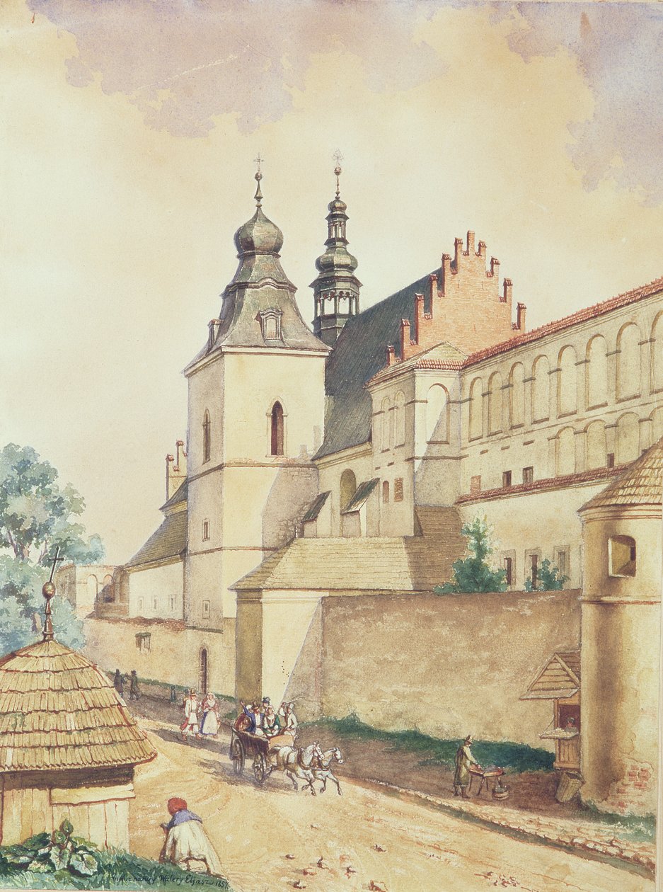 Framför Norbertinerklostret, Kozienice, 1857 av Walery Eljasz Radzikowski