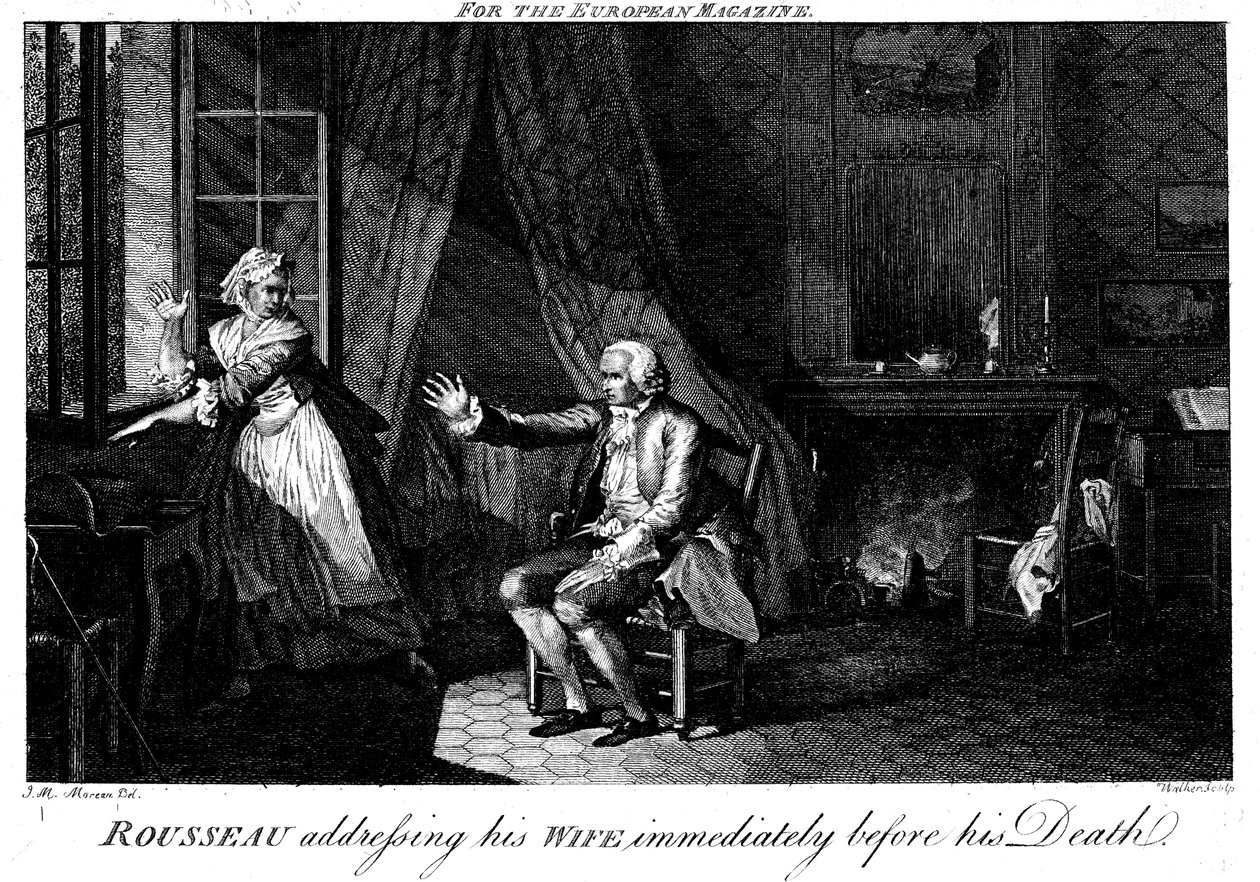 Jean Jacques Rousseau 1712-1778, fransk upplysningsfilosof och pedagog av Walker