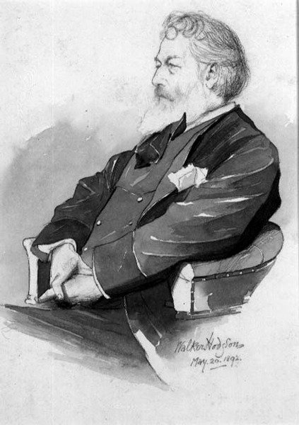 Porträtt av Frederic, Lord Leighton (1830-96) 1892 (penna och tvätt på papper) av Walker Hodgson